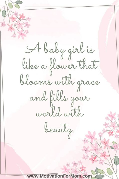 This list of baby girls quotes are all so great at explaining the joys of having a sweet baby girl. They are all quotes about having a daughter, and what life is like when you are expecting a new baby girl. Baby Daughter Quotes, Its A Girl Quotes, Having A Baby Quotes, My Baby Girl Quotes, Mommas Girl Quotes, Baby Girl Quotes Daughters, Quotes About Baby Girl, Quotes For My Daughter, Expecting Baby Quotes