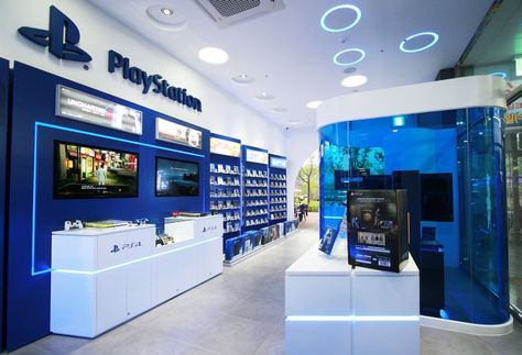 Sony PlayStation store by studio IMA, Sejong – South Korea » Retail Design Blog Mobile Shop Design, Retail Store Interior Design, Playstation Store, Retail Solutions, Store Interior Design, Camera Store, Phone Store, Retail Store Interior, Electronic Shop