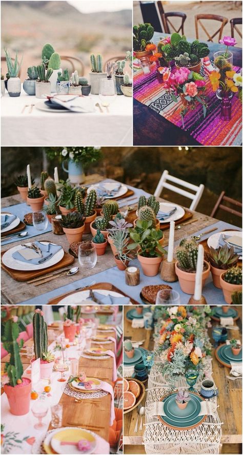 Cactus Party Table Decor, Taco Theme Wedding Shower Ideas, Cactus Table Centerpiece, Southwest Table Decor, Southwest Party, Tulum Party, Arizona Party, Mexican Dinner Party, Cactus Centerpiece