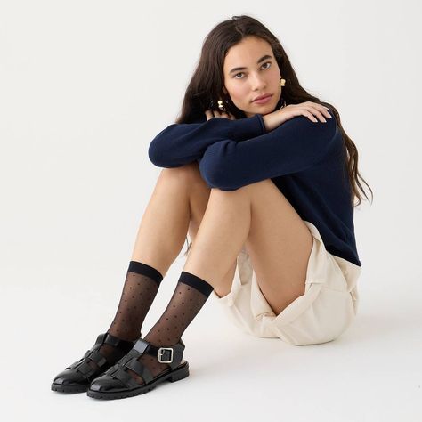 The 38 Best J.Crew Black Friday Deals of 2023 | Who What Wear Crew Socks Outfit, Hair Wrap Scarf, Sheer Socks, Sock Outfits, Jcrew Collection, Skirt Trends, Socks And Tights, Boot Socks, Swiss Dot