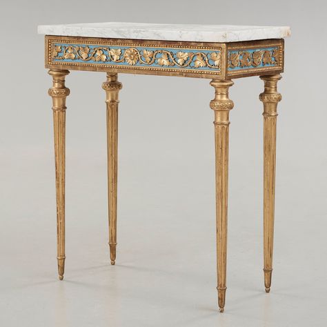 A GUSTAVIAN LATE 18TH CENTURY CONSOLE TABLE ATTRIBUTED TO PEHR LJUNG. Length 71,5, width 39, height 85 cm. Ancient Furniture, Wooden Stool Designs, Marble Hall, Painted Furniture For Sale, Fine Antique Furniture, Small Bedroom Interior, Hall Console, Rococo Furniture, Classical Furniture