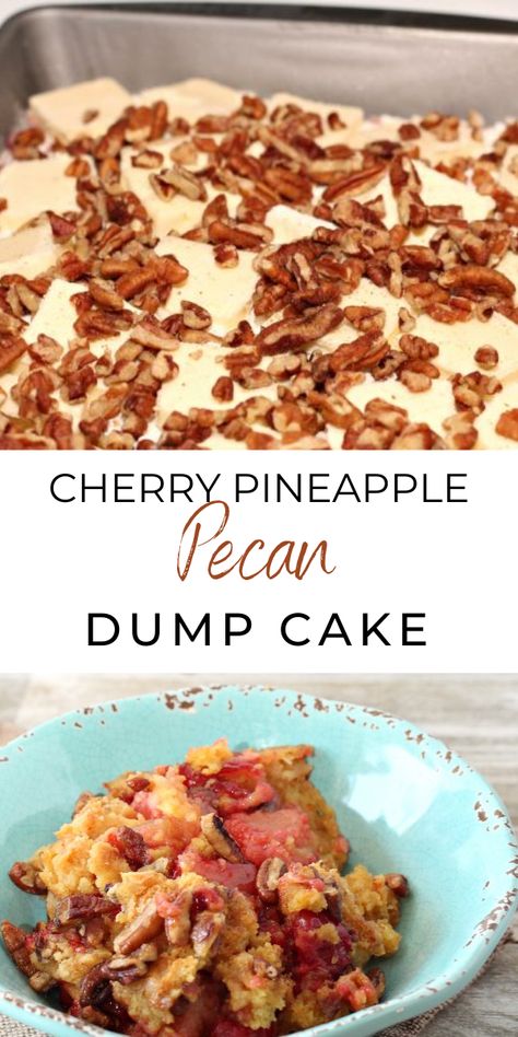 Dump Cake Cherry Pineapple, Pineapple Cherry Cake, Cherry Pineapple Cobbler, Thanksgiving Dump Cake Recipes, Strawberry Pineapple Dump Cake, Dump Cake Recipes Pineapple, Dump Cake Recipes Cherry, Cherry Pie Dump Cake, Cherry Dump Cake Recipes