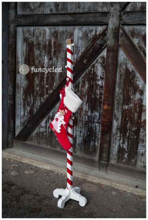 Christmas Stocking Tree Stand, Christmas Stocking Pole, North Pole Stocking Holder, Stocking Ladder, Stocking Holders Diy Wooden Standing, Christmas Stocking Stand Michaels Stores, Coat Trees, Country Christmas Diy, Christmas Stocking Stand