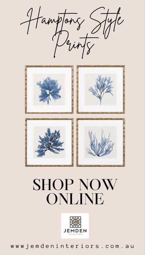 Coral prints Hampton style art Chinoiserie Print, Coral Print, Black And White Tree, Bamboo Frame, Hamptons Style, White Tree, Coral Blue, Tree Print, Style Art