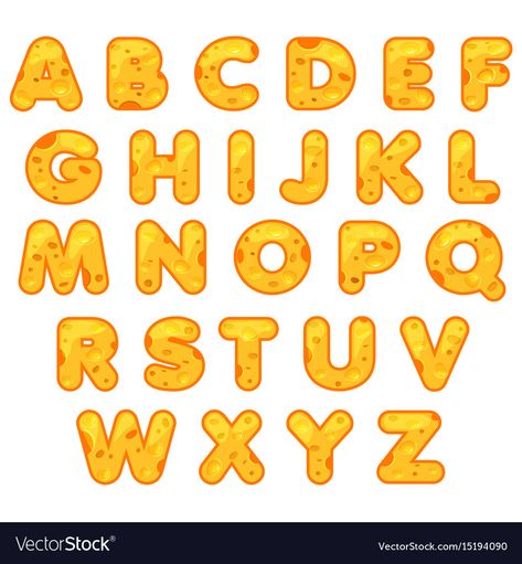 Alphabet Cartoon Letters, Cheese Letters, Graphic Communication, Classroom Idea, Cute Alphabet, Best Boyfriend Gifts, Farm Projects, Typography Alphabet, Alphabet Fonts