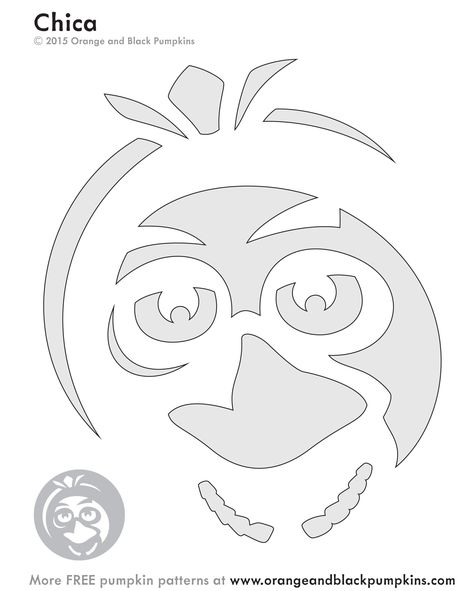 Fnaf Pumpkin Stencil, Freddy Fazbear Pumpkin, Fnaf Pumpkin Carving Stencils, Fnaf Pumpkin Carving, Fnaf Pumpkin, Five Nights At Freddy's Chica, Pumpkin Carving Stencils Templates, Stencils Patterns, Pumpkin Stencils Free