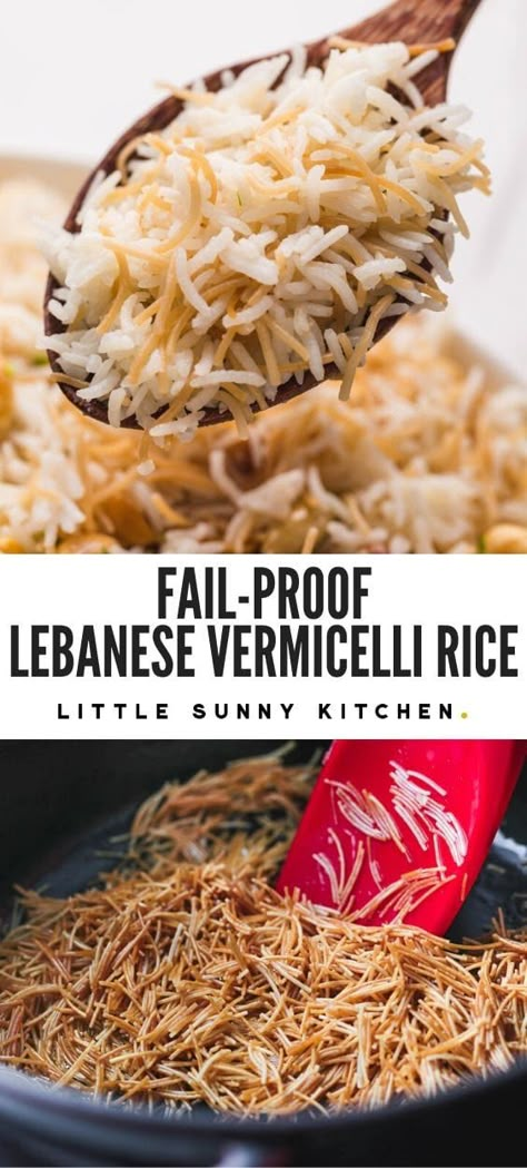 Rice With Vermicelli, Lebanese Rice Recipe, Middle Eastern Rice, Lebanese Rice, Vermicelli Rice, Rice Dishes Easy, Vermicelli Recipes, Middle East Recipes, Rice Side Dishes