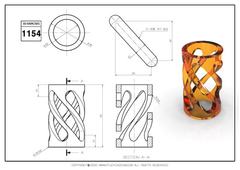 3D CAD EXERCISES 1154 Autocad 3d Modeling, Blueprint Symbols, 3d Cad Exercises, Sheet Metal Drawing, Autocad Isometric Drawing, Cad Cam Design, Solidworks Tutorial, 3d Geometry, Autocad Tutorial