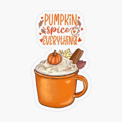 Get my art printed on awesome products. Support me at Redbubble #RBandME: https://www.redbubble.com/i/sticker/Pumpkin-Spice-by-DecoVibe/163648824.O9UDB?asc=u Pumpkin Spice Everything, Pumpkin Latte, Plastic Stickers, Decorate Notebook, Personalized Water Bottles, Coloring Stickers, Hello Autumn, Eye Catching Colors, Fall Pumpkins