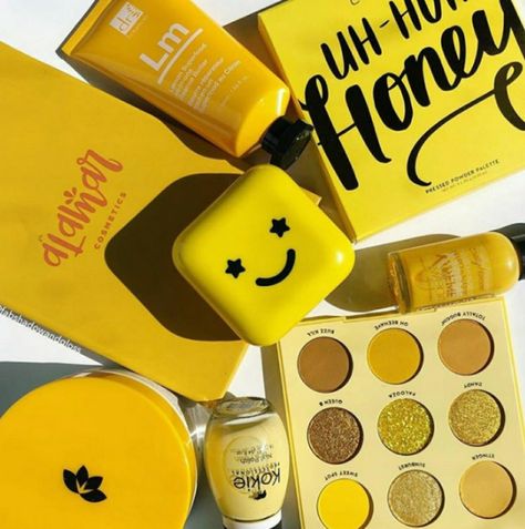 Yellow Makeup Products, Yellow Aesthetics, Best Organic Makeup, Yellow Girl, Natural Oils For Skin, Yellow Makeup, Strobe Cream, Organic Vitamins, Colourpop Cosmetics