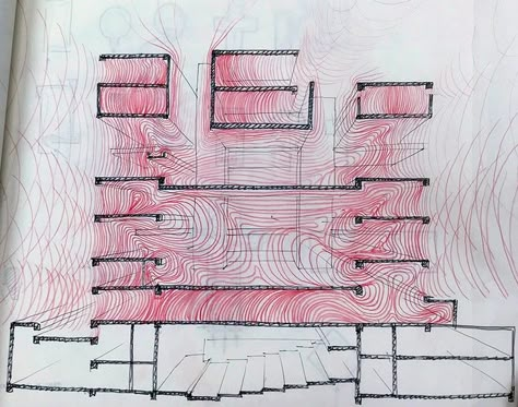 Atmosphere Architecture Drawing, Paul Rudolph Drawing, Conceptual Architecture Diagram, Atmospheric Drawing Architecture, Analytique Drawing Architecture, Study Model Architecture, Paul Rudolph Architecture, Architect Portfolio Design, Yale Architecture