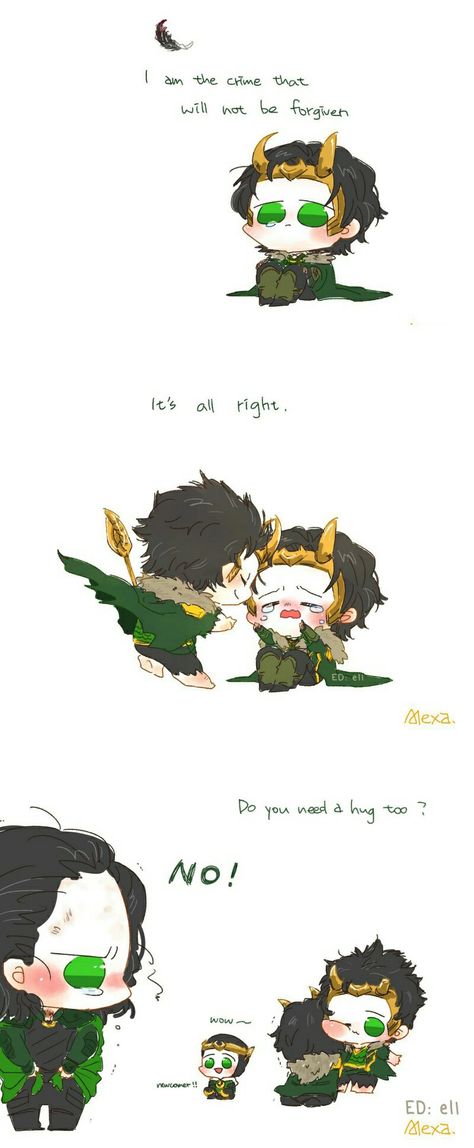 "Reunion" || Loki || Loki Fanart Cute, Loki's Children, Loki Comic, Baby Loki, Avengers Fan Art, Dibujos Anime Chibi, Baby Avengers, Superfamily Avengers, Thor X Loki