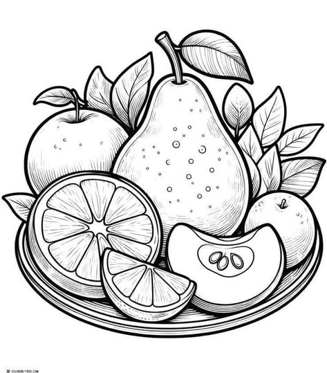 Fruit Stencils Free Printable, Strawberry Sketch, Drawing Fruits, Food Sketches, Christmas Card Background, Fruit Coloring, Fruit Sketch, Fruit Coloring Pages, Fruits Drawing