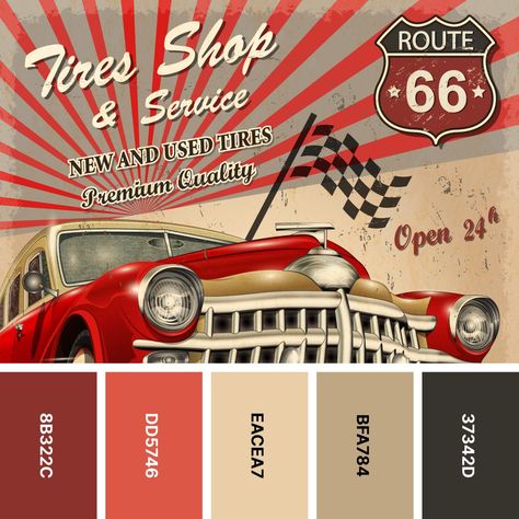 31 Retro Color Palettes for Throwback Designs - Color Meanings Retro Poster Color Palette, Retro Pubmat Ideas, Retro Color Palate, 1950 Color Palette, Retro Poster Design Ideas, Retro Nostalgia Graphic Design, Vintage Colour Scheme, Retro Modern Logo Design, Poster Colour Palette