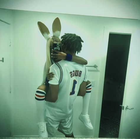 Matching Halloween Costumes For Couples Black, Lola And Bugs Bunny Costume Black Couple, Cute Black Couple Costumes For Halloween, Bf And Gf Matching Halloween Costumes, Cute Black Couple Halloween Costumes, Black Couple Matching Hair Color, Black Couple Halloween Costumes Ideas, Couple Hollowed Costumes Black, Bugs Bunny And Lola Costume Black Couple