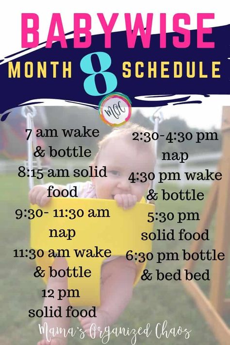 8 Month Old Babywise Schedule (Feedings & Naps) - Mama's Organized Chaos 8 Month Schedule, 8 Month Old Schedule, 8 Month Old Baby Food, Babywise Schedule, Baby Wise, Baby Routine, Toddler Schedule, Baby Schedule, Toddler Sensory