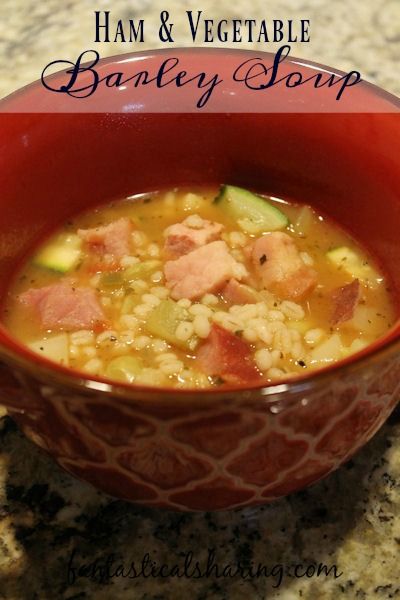 Fantastical Sharing of Recipes: Ham and Vegetable Barley Soup Bean And Barley Soup Recipe, Ham Bone Soup Recipes, Recipes Using Ham, Minestrone Recipe, Soup Ham, Ham Bone Soup, Vegetable Barley Soup, Bone Soup, Recipe Soup