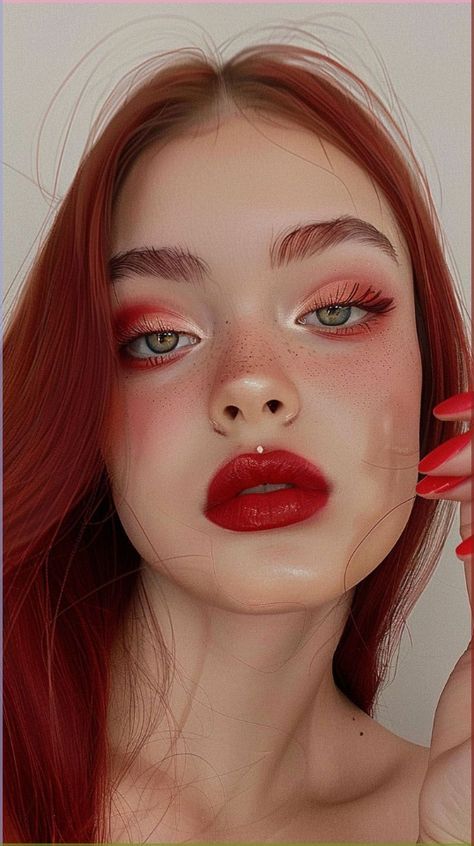 Red Makeup Ideas, Spring Makeup Looks, Perfect Winged Eyeliner, Holiday Makeup Looks, Elderly Woman, Flawless Makeup Application, Red Makeup, Ethereal Makeup, Makeup Guide