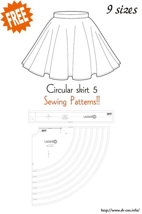 Circle Skirt Patterns Sewing Free, Big Skirt Sewing Pattern, Free Circle Skirt Pattern, Puffy Skirt Pattern, Plus Size Skirt Pattern, Circular Skirt Pattern, Skirt Design Pattern, Full Circle Skirt Pattern, Doll Skirt Pattern