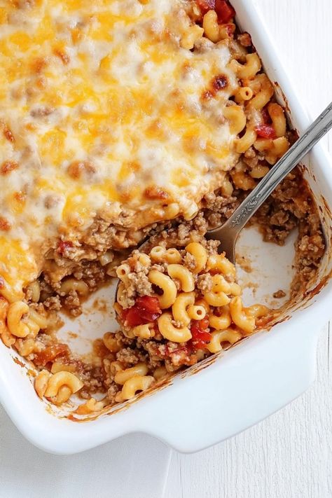 Indulge in the ultimate comfort food with our delicious macaroni casserole recipe. This hearty dish is perfect for a cozy family dinner or potluck gathering. Packed with flavorful cheeses, savory meats, and tender pasta, this creamy casserole is sure to become a new favorite in your meal rotation. Easy to make and even easier to enjoy, our macaroni casserole will satisfy your cravings and warm your soul on any occasion. Macaroni Baked Casserole, M&m Casserole, Macaroni Hamburger Casserole, Macaroni Casserole Recipes, Hamburger Macaroni Casserole, Spaghetti Macaroni, Hamburger Macaroni, Creamy Casserole, Mushroom Pasta Sauce