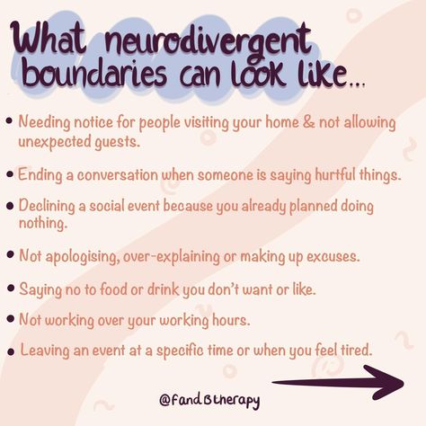 ❗️And here’s how to set a boundary❗️ Boundaries are helpful for everyone! However with neurodivergent people it can be difficult to know what your needs and feelings are, and then articulate them to others. You may have already been consistently invalidated by others. But without these we can: - invalidate our own self worth. - burn ourselves out. - become resentful of others. - contribute to unhealthy relationship dynamics. How do you set a boundary? - first work on understanding wha... Boundary Worksheets For Adults, Boundaries To Set In A Relationship, Self Boundaries, Enforcing Boundaries, Boundaries Activities, Boundaries In Marriage, Boundaries Worksheet, Boundary Setting, Relationship Boundaries