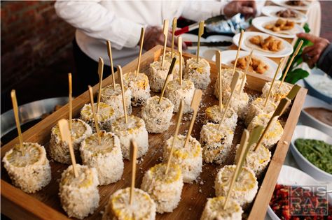 Mexican Street Corn Wedding, Corn Station Mexican, Elote Station Wedding, Mexican Dessert Wedding Table, Elegant Mexican Food Wedding, Mexican Wedding Ideas Food, Mexican Wedding Treat Table, Mexican Welcome Party, Mexican Food Wedding Reception Ideas