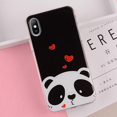 USLION Cartoon Case For iPhone XR XS Max X Cute Panda Dog Pattern Phone Cases For iPhone 7 8 6 6s Plus Soft TPU Back Cover From Touchy Style Outfit Accessories.| Variant: AC2256 / For iPhone XS MAX. Back Cover Painting Phone, Simple Phone Case Paintings, Panda Mobile Covers, Drawing For Mobile Cover, Simple Phone Cover Painting, Drawing On Cover Phone, Cute Mobile Cover Painting Ideas, Back Case Painting, Backcover Phone Ideas