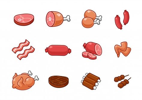 Animal Logo Design Inspiration, Meat Drawing, Meat Icon, Liquor Bouquet, Burger Icon, Pig Meat, Meat Art, Making Hot Dogs, Chicken Drawing