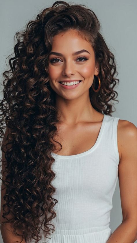 Discover a collection of stunning curly hairstyle ideas for all hair lengths - from cute baddie looks to long and short styles perfect for summer These easy and quick hairstyles are ideal for school pretty and effortless making them the perfect choice for a fresh new look Ladies Long Hairstyles, Curly Hair Model, Curly Long Hair, Quick Curly Hairstyles, Curly Styles, Autumn Hair, Curly Wedding Hair, Elegant Makeup, Back To School Hairstyles