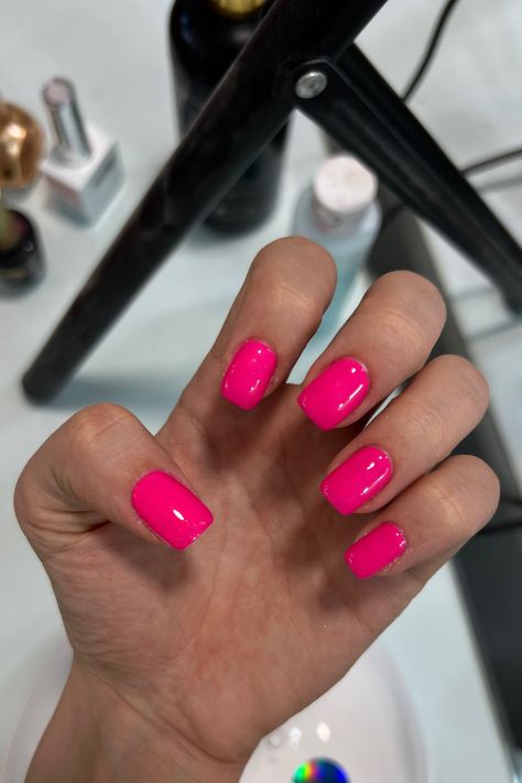 Pink | summer trendy nails | summer nail design 2024 | Trendy summer nails | Hot Pink Gel Nails Short, Summer Trendy Nails, Trendy Summer Nails, Pink Nail Colors, Square Nail, Solid Color Nails, Pink Gel Nails, Hot Pink Nails, Square Nail Designs