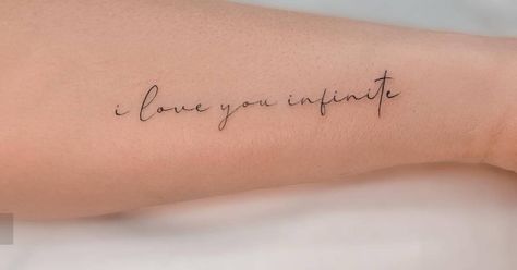 Tattoo Artist: Nathania · Nguyên Nhi. Tags: categories, Lettering, Handwritten Font, Quotes, English Quotes, “I love you infinite”, Love Tattoos, Love Quotes, Languages, English. Body parts: Wrist. Love You Tattoo, I Love You Tattoo, Infinite Love Tattoo, Tattoos Love, Tattoos Matching, Love Yourself Tattoo, Little Tattoos, English Style, Handwritten Font