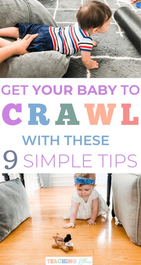 Infant Crawling Activities, Infant Floor Activities, Infant Sitting Up Activities, When Do Babies Start Crawling, Developmental Activities For 9-12 Months, How To Teach Baby To Crawl, Teaching Baby To Crawl, Baby Crawling Tips, 9 Month Baby Activities