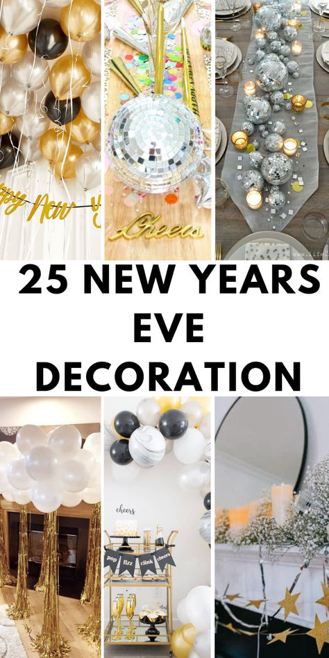 Ring in 2025 with stunning New Year’s Eve decorations! From glamorous party setups and outdoor lights to festive home decor, these ideas are perfect for any celebration. Create a magical atmosphere to welcome the new year in style! 🌟🎊 #NewYearsEve2025 #PartyDecor #FestiveCelebrations Simple New Years Decorations, New Year’s Eve Mantle Decor, Cheap New Years Eve Decorations, Diy New Year’s Eve Decorations, New Year’s Eve Party Decorations Simple, 2025 New Year Decoration, New Year Decorations 2025, New Years Diy Decorations, New Year’s Eve Decoration Ideas