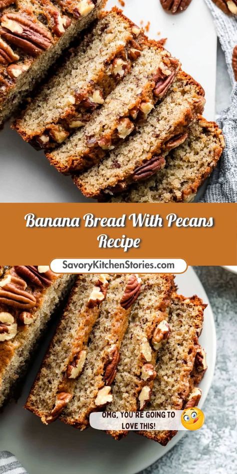 Craving a delicious twist on classic banana bread? This Banana Bread With Pecans Recipe combines rich flavors and a delightful crunch! Learn how to whip up this moist treat that’s perfect for breakfast or dessert. Don’t forget to save it for your next baking adventure! Banana Bread With Pecans, Banana Pecan Bread Recipe, Recipe With Pecans, Banana Pecan Bread, Classic Banana Bread, Banana Cream Pie Recipe, Easy Banana Bread Recipe, Pecan Recipes, Banana Cream Pie