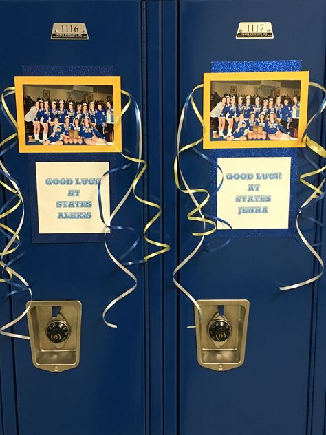 Locker signs for States competition Dance Locker Signs, Dance Team Locker Decorations, Cheer Locker Signs, Cheer Locker Decorations, Volleyball Locker Decorations, Volleyball Locker, Locker Ideas, Locker Signs, Swimming Team