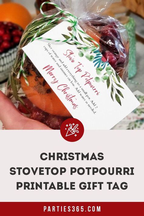 Grab our printable gift tag and recipe for Christmas Stovetop Potpourri! It makes the perfect hostess gift, neighbor gift, teacher gift, or will smell delicious at your Christmas party or gathering. Happy holidays! Christmas Stovetop Potpourri Gift Recipe, Simmering Potpourri Printable Tags, Stovetop Potpourri Printable Tag, Stove Top Christmas Potpourri Gifts, Christmas Stovetop Potpourri Gift Printable Tags Free, Christmas Potpourri Tags Free Printable, Stovetop Potpourri Tag Free Printable, Christmas Popurri, Christmas Stovetop Potpourri Gift