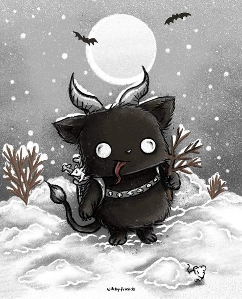 Bat Cute, Witchy Friends, Yule Goat, Gothic Drawings, Christmas Lockscreen, Xmas Drawing, Christmas Horror, Christmas Memes, Creepy Christmas