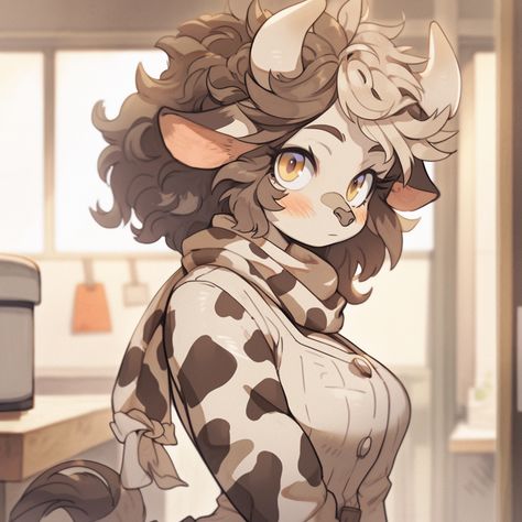 Cow Woman Anime, Cow Fursona, Cow Oc, Scottish Cow, Hybrid Art, Monster Girls, Dragon Girl, Dark Elf, Anime Animals