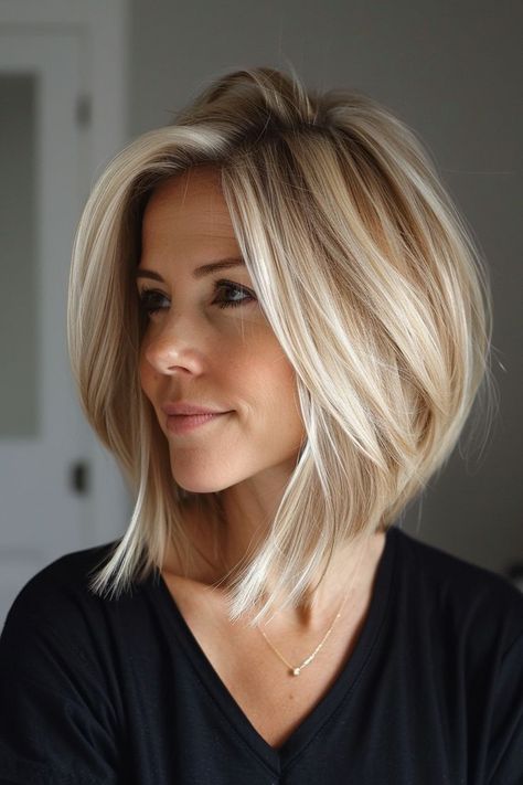 Ideas Short Hair, A Line Bobs, Blonde Hair Transformations, Layered Haircuts For Medium Hair, Diva Style, Chin Length Hair, Hairdos For Short Hair, Hair Affair, Haircuts For Medium Hair