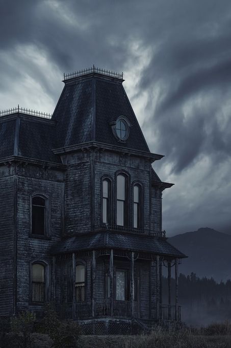 Bates Motel House, Bates Hotel, Dark Naturalism, Norman Bates, Bates Motel, Horror Movie Posters, Alfred Hitchcock, Gothic House, House On A Hill