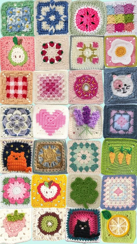 Crochet Random Granny Square Blanket, Themed Granny Squares, Crochet Seaming Techniques, Crazy Granny Square Crochet, Fun Crochet Granny Squares, Crochet Granny Square Unique, Snowflake Granny Square Pattern Free, Interesting Granny Squares, Cool Granny Square Patterns