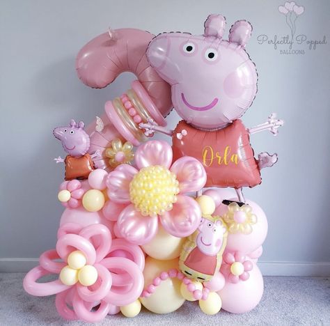 Balloon Stack, Peppa Pig Balloons, Pig Balloon, Balloon Bouquet Diy, You Are The Greatest, Balloon Sculptures, Balloon Centerpieces, Mad Hatter Tea, Mad Hatter Tea Party