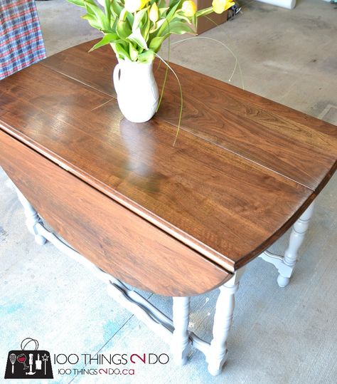 Table Makeover - Antique drop leaf table. Gate leg table. Antique Gate Leg Table, Antique Table Decor, Vintage Drop Leaf Table, Antique Kitchen Table, Antique Drop Leaf Table, Gate Leg Table, Upcycle Furniture, Dining Table Rustic, Drop Leaf Dining Table