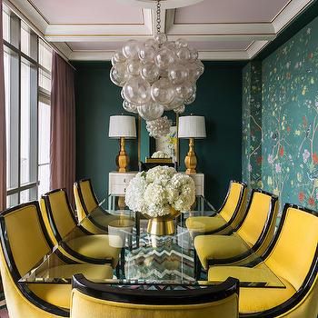 Yellow Dining Chairs Penthouse Dining Room, Yellow Dining Chairs, Yellow Chairs, Luxury Dining Room, Elegant Dining Room, Contemporary Dining Room, Hollywood Regency Style, Luxury Dining, Elegant Dining