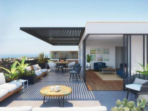 Home Decor Ideas for Rooftop Penthouse Terrace Ideas, Elevation Material, Roof Terrace Design, Rooftop Patio Design, Penthouse Design, Roof Garden Design, Terrace Garden Design, Terrace Decor, Rooftop Terrace Design