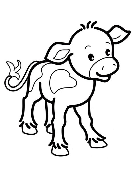 Cow Coloring Pages, Black And White Illustrations, Young Animal, Baby Cows, Clipart Black And White, Page Ideas, Black And White Illustration, White Picture, Animal Coloring Pages