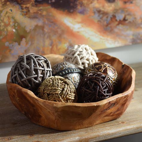 Bowl Display, Woodturning Art, Kirkland Home Decor, Orange Palette, Decorative Balls, Apt Ideas, Decorative Spheres, Rugged Style, Home Decor Online