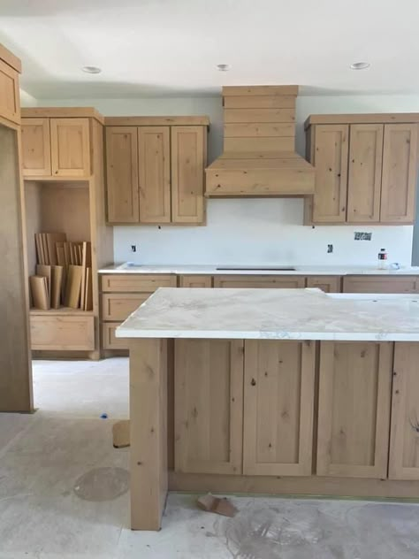 Lowes Kitchen Cabinets Wood, Knotty Alder Cabinet Stain Colors, Alder Shaker Kitchen Cabinets, Light Alder Kitchen Cabinets, Light Knotty Alder Kitchen Cabinets, Light Wood Stained Kitchen Cabinets, Alder Kitchen Cabinets Farmhouse, Natural Knotty Alder Kitchen Cabinets, Natural Alder Kitchen Cabinets