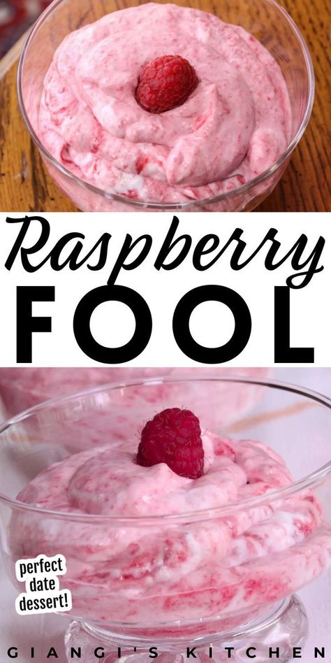 This raspberry fool is the simplest dessert ever! It's made with only four ingredients: fresh raspberries, sugar, water, and whipping cream. This raspberry dessert is great to make for a super simple but romantic dessert that everyone will enjoy. Raspberry fool is a cool dessert that's perfect to make for a fruity summer or spring dessert. Make this raspberry fool dessert for parties, get-togethers, and other events this year. Try this easy raspberry fool today! Dessert With Raspberries Easy, Quick Raspberry Dessert, Fresh Raspberry Desserts Easy, What To Make With Raspberries, Quick And Easy Dessert Recipes Simple, Raspberry Dumplings, Flummery Recipe, Recipes With Raspberries, Raspberry Jello Recipes