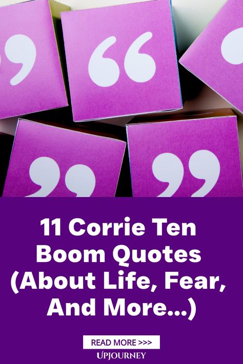 Discover 11 insightful quotes by Corrie Ten Boom that offer wisdom on life, fear, and more. Find inspiration and motivation to navigate through life's challenges with grace and faith. These words of wisdom are sure to uplift your spirit and provide clarity in times of uncertainty. Share these powerful quotes with your friends and family to spread positivity and encouragement. Explore Corrie Ten Boom's timeless teachings through her profound quotes about resilience, forgiveness, love, and faith. Quotes About Resilience, Boom Quotes, Corrie Ten Boom Quotes, Corrie Ten Boom, Love And Faith, Profound Quotes, Insightful Quotes, Spread Positivity, Inspirational And Motivational Quotes